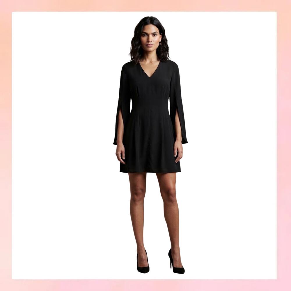 BANANA REPUBLIC Black Long Sleeve Split Sleeve Shift Dress Size 10 Cocktail